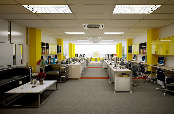 With narrow space, the best lighting layout for office